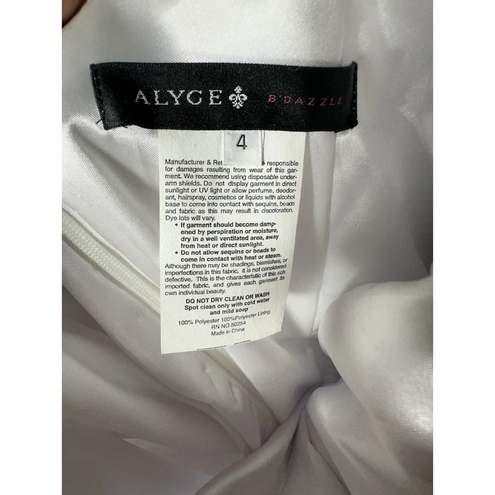Size 4 Alyce White One Strap One Shoulder Wedding Dress Bridal Gown Rhinestones